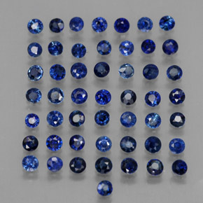Gemas de zafiro azul natural de  ct, corte redondo, VVS-VS