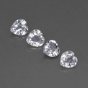 Gemas de zafiro blanco natural de  ct, forma de corazón, VVS