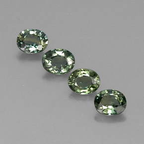 Gemas de zafiro verde natural de  ct, corte óvalo, VVS-VS