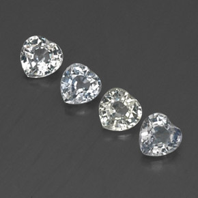 Gemas de zafiro blanco natural de  ct, forma de corazón, VVS-VS