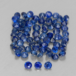 Gemas de zafiro azul natural de  ct, corte redondo, VVS-VS