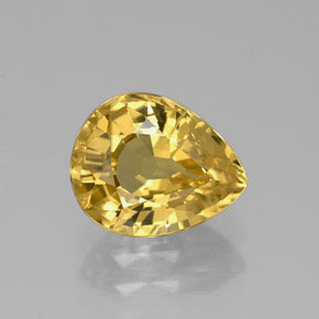 Zafiro amarillo natural de 1,85 ct, en forma de pera, VS