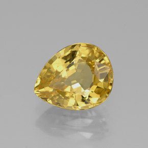 Zafiro amarillo natural de 1,85 ct, en forma de pera, VS