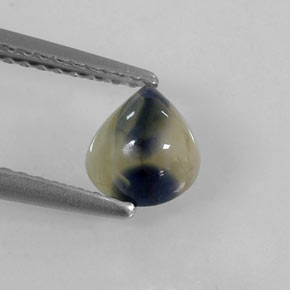 Zafiro bicolor natural de 1,45 ct, en forma de pera, opaco