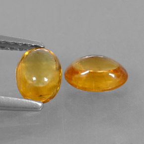 Gemas de zafiro naranja natural de  ct, corte óvalo, transparente
