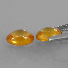 Gemas de zafiro naranja natural de  ct, corte óvalo, transparente