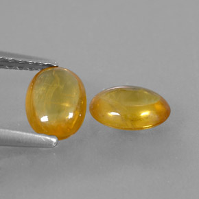 Gemas de zafiro naranja natural de  ct, corte óvalo, transparente