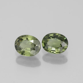Gemas de zafiro verde natural de  ct, corte óvalo, VVS