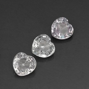 Gemas de zafiro blanco natural de  ct, forma de corazón, VVS