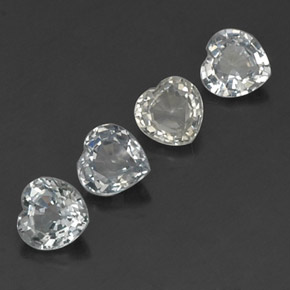 Gemas de zafiro blanco natural de  ct, forma de corazón, VVS