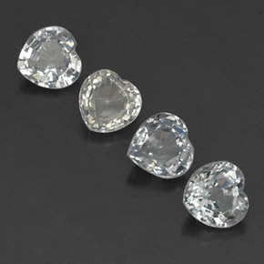 Gemas de zafiro blanco natural de  ct, forma de corazón, VVS