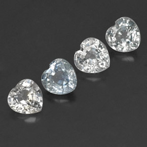 Gemas de zafiro blanco natural de 1,23 ct, forma de corazón, VVS-VS