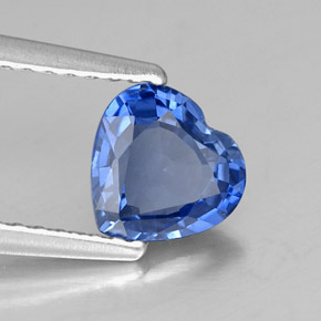 Zafiro azul natural de 1,05 ct, forma de corazón, VS