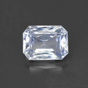 Zafiro blanco natural de 1,51 ct, corte esmeralda, VS