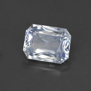 Zafiro blanco natural de 1,51 ct, corte esmeralda, VS