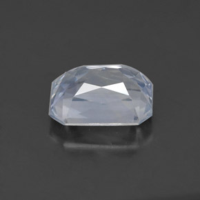 Zafiro blanco natural de 1,51 ct, corte esmeralda, VS