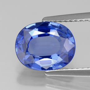 Zafiro azul natural de 2,73 ct, corte óvalo, VVS