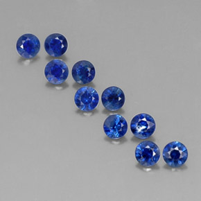 Gemas de zafiro azul natural de  ct, corte redondo, VVS-VS