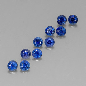 Gemas de zafiro azul natural de  ct, corte redondo, VVS-VS