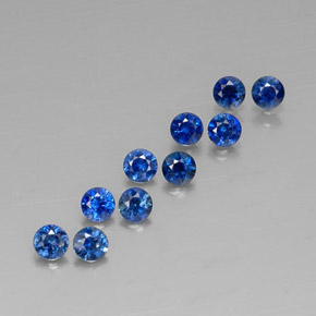 Gemas de zafiro azul natural de  ct, corte redondo, VVS-VS