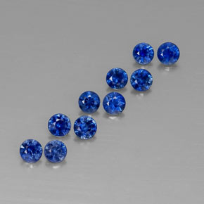 Gemas de zafiro azul natural de  ct, corte redondo, VVS-VS