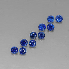 Gemas de zafiro azul natural de  ct, corte redondo, VVS-VS