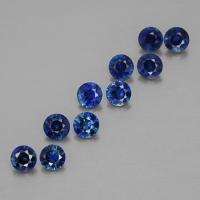 Gemas de zafiro azul natural de  ct, corte redondo, VVS-VS