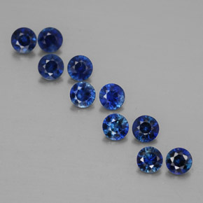 Gemas de zafiro azul natural de  ct, corte redondo, VVS-VS