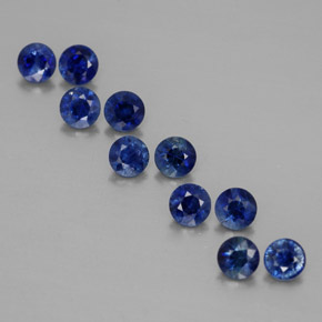 Gemas de zafiro azul natural de  ct, corte redondo, VVS-VS