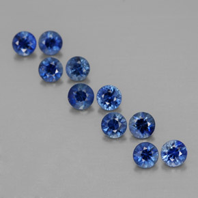 Gemas de zafiro azul natural de  ct, corte redondo, VVS-VS