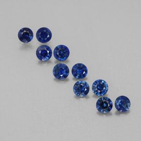 Gemas de zafiro azul natural de  ct, corte redondo, VVS-VS