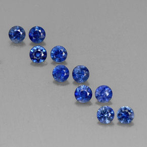 Gemas de zafiro azul natural de  ct, corte redondo, VVS-VS