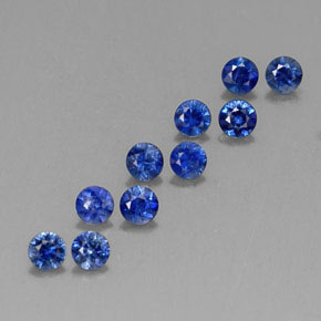 Gemas de zafiro azul natural de  ct, corte redondo, VVS-VS