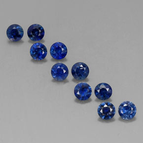 Gemas de zafiro azul natural de  ct, corte redondo, VVS-VS