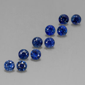 Gemas de zafiro azul natural de  ct, corte redondo, VVS-VS