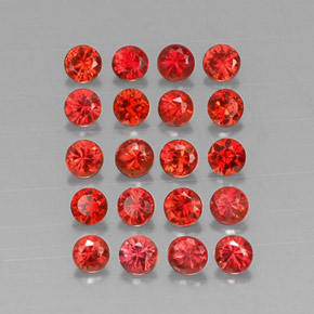 Gemas de zafiro naranja natural de  ct, corte redondo, VVS-VS