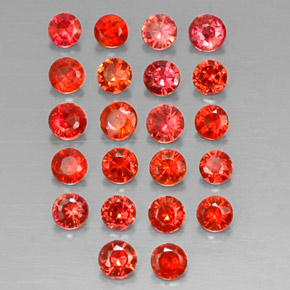 Gemas de zafiro naranja natural de  ct, corte redondo, VVS-VS