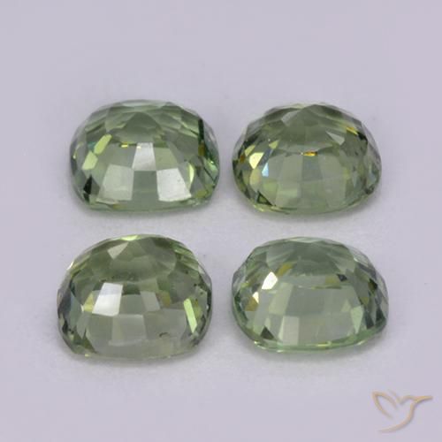 Gemas de Zafiro Verde salvia claro natural de 1.53 ct, Forma Cojín, VVS-VS