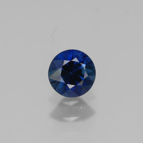 Zafiro azul natural de 0,37 ct, corte redondo, VVS