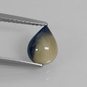 Zafiro bicolor natural de 1,66 ct, en forma de pera, opaco