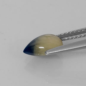 Zafiro bicolor natural de 1,66 ct, en forma de pera, opaco