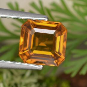 Zafiro naranja natural de 2,08 ct, corte esmeralda, VS-SI