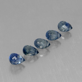 Gemas de zafiro azul natural de  ct, briolette, VVS-VS