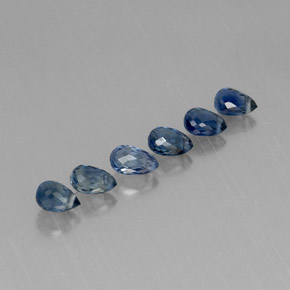 Gemas de zafiro azul natural de  ct, briolette, VVS-VS