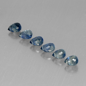 Gemas de zafiro azul natural de  ct, briolette, VVS-VS