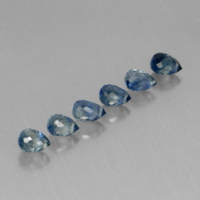 Gemas de zafiro azul natural de  ct, briolette, VVS-VS