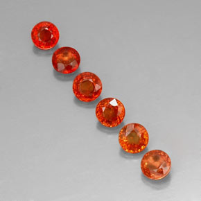 Gemas de zafiro naranja natural de  ct, corte redondo, VVS-VS