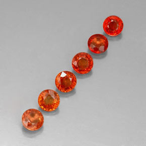 Gemas de zafiro naranja natural de  ct, corte redondo, VVS-VS