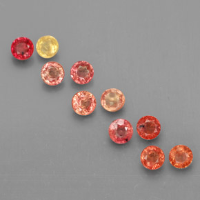 Gemas de zafiro multicolor natural de  ct, corte redondo, VVS-VS