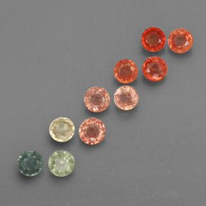 Gemas de zafiro multicolor natural de  ct, corte redondo, VVS-VS